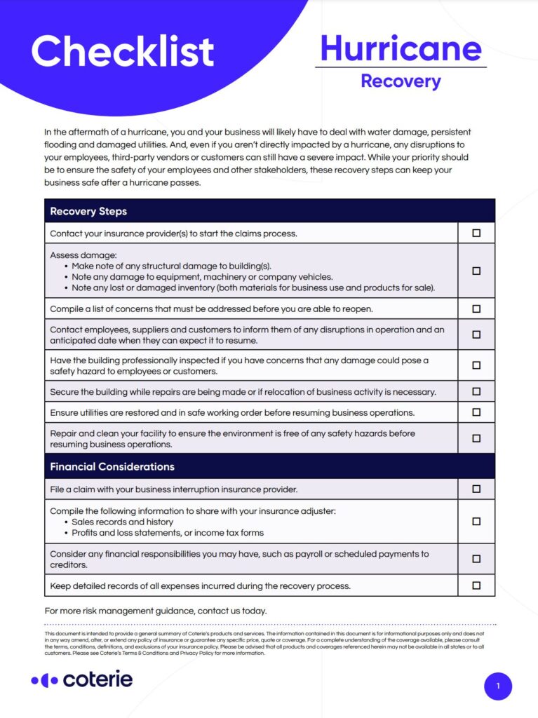 Coterie's Hurricane Recovery Checklist